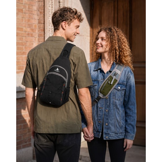 AiryLeben Packable Crossbody Sling Bag for Men Women RFID Lightweight Travel Daypack, 7L, 0.68 lb, Anti-theft Sling Backpack, Breathable Air Flow Shoulder Strap, Phone Pocket, Water resistant Small Hiking Bag