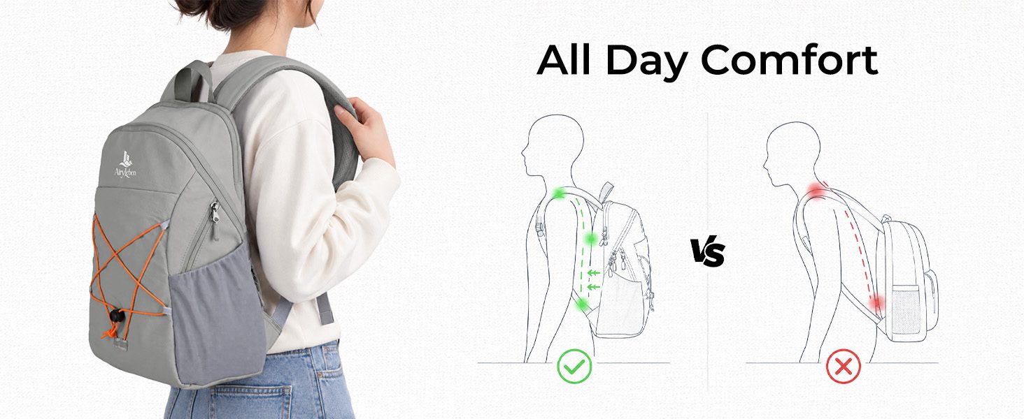 AiryLeben Small Commuter Travel Backpack, Lightweight Laptop Backpack for Women Men, College Backpack Fits 14-inch Laptops, Multi-pocket, Water Resistant, 18L Casual Daypack for Light Outdoor & Work