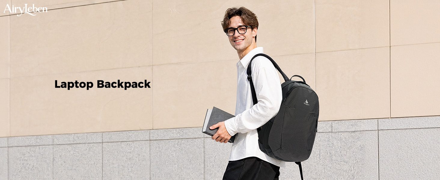 AiryLeben Laptop Backpacks for Men Women Work Lightweight Travel Daypack College 20L, 1.42 lb, 15.6'' Laptop, Water & Wear‑Resistant, Sliding Chest Strap, Side‑Zip Anti‑Theft Pocket