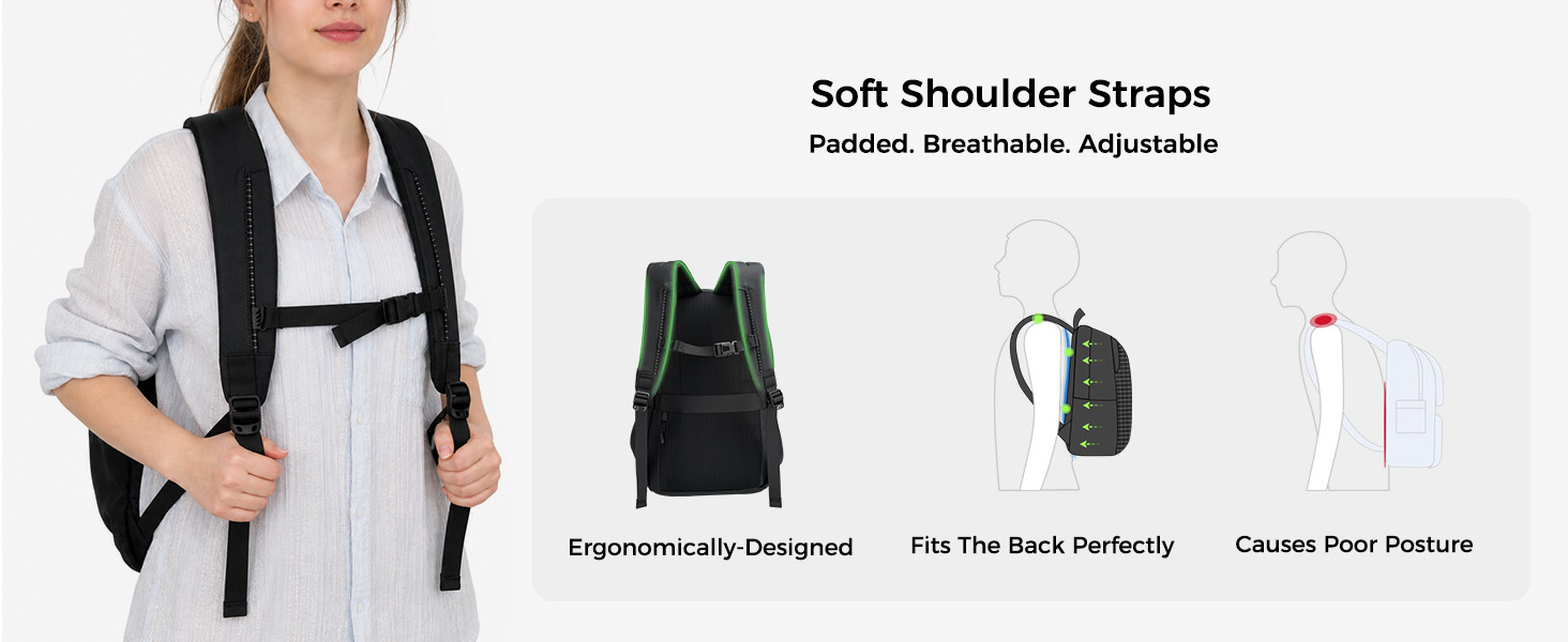 AiryLeben Laptop Backpacks for Men Women Work Lightweight Travel Daypack College 20L, 1.42 lb, 15.6'' Laptop, Water & Wear‑Resistant, Sliding Chest Strap, Side‑Zip Anti‑Theft Pocket