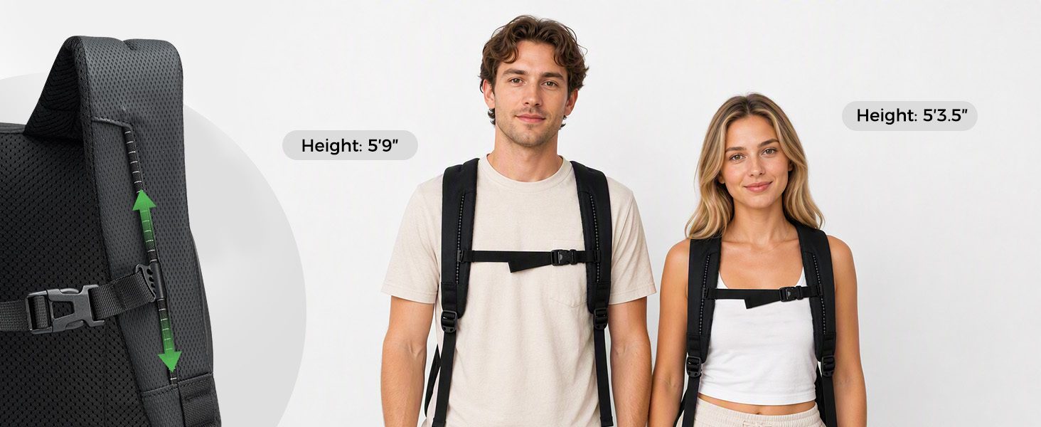 AiryLeben Laptop Backpacks for Men Women Work Lightweight Travel Daypack College 20L, 1.42 lb, 15.6'' Laptop, Water & Wear‑Resistant, Sliding Chest Strap, Side‑Zip Anti‑Theft Pocket